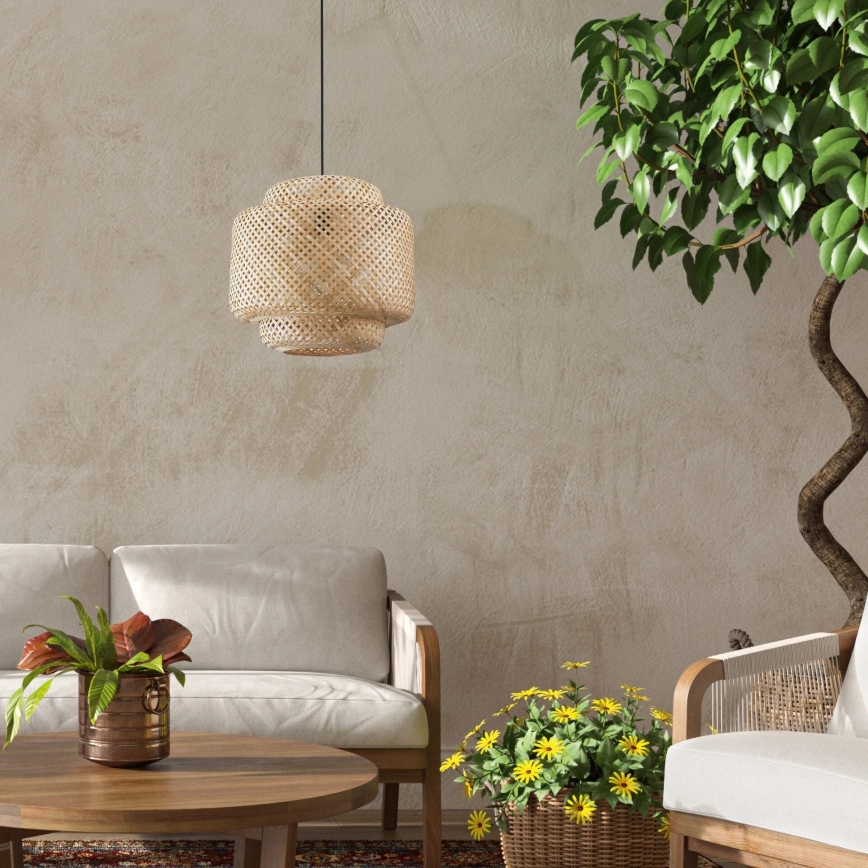 Suspension filaire BERTA 1xE27/20W/230V d. 40 cm bambou