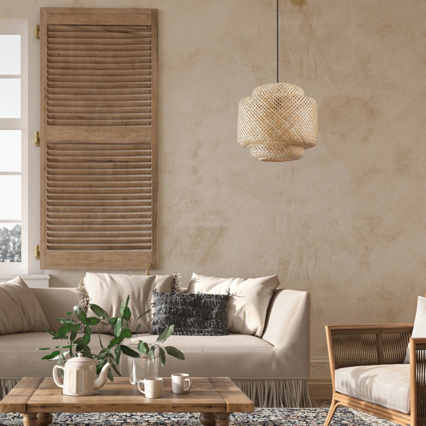 Suspension filaire BERTA 1xE27/20W/230V d. 40 cm bambou