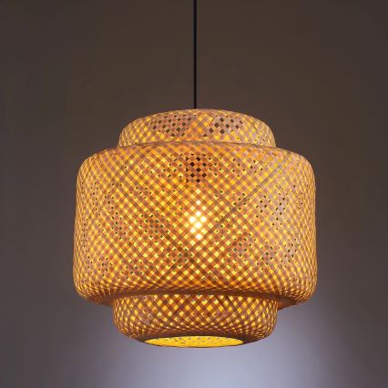 Suspension filaire BERTA 1xE27/20W/230V d. 40 cm bambou