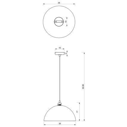 Suspension filaire BETA 1xE27/60W/230V d. 35 cm noir