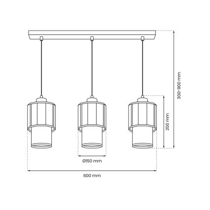 Suspension filaire BLANCO 3xE27/60W/230V blanc