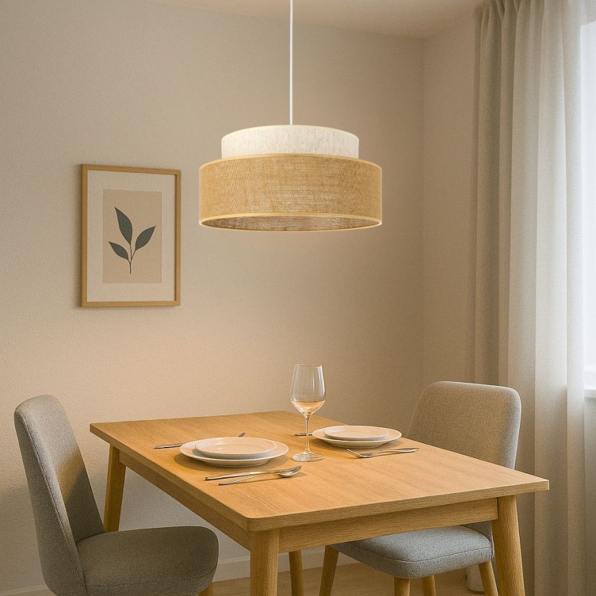 Suspension filaire BOHO 1xE27/60W/230V blanc/beige