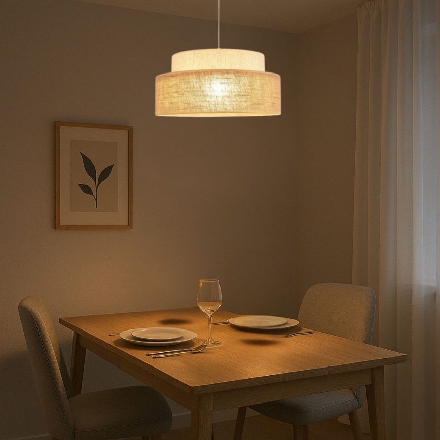 Suspension filaire BOHO 1xE27/60W/230V blanc/beige
