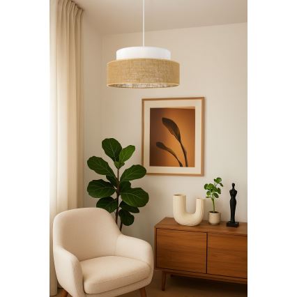 Suspension filaire BOHO 1xE27/60W/230V blanc/beige