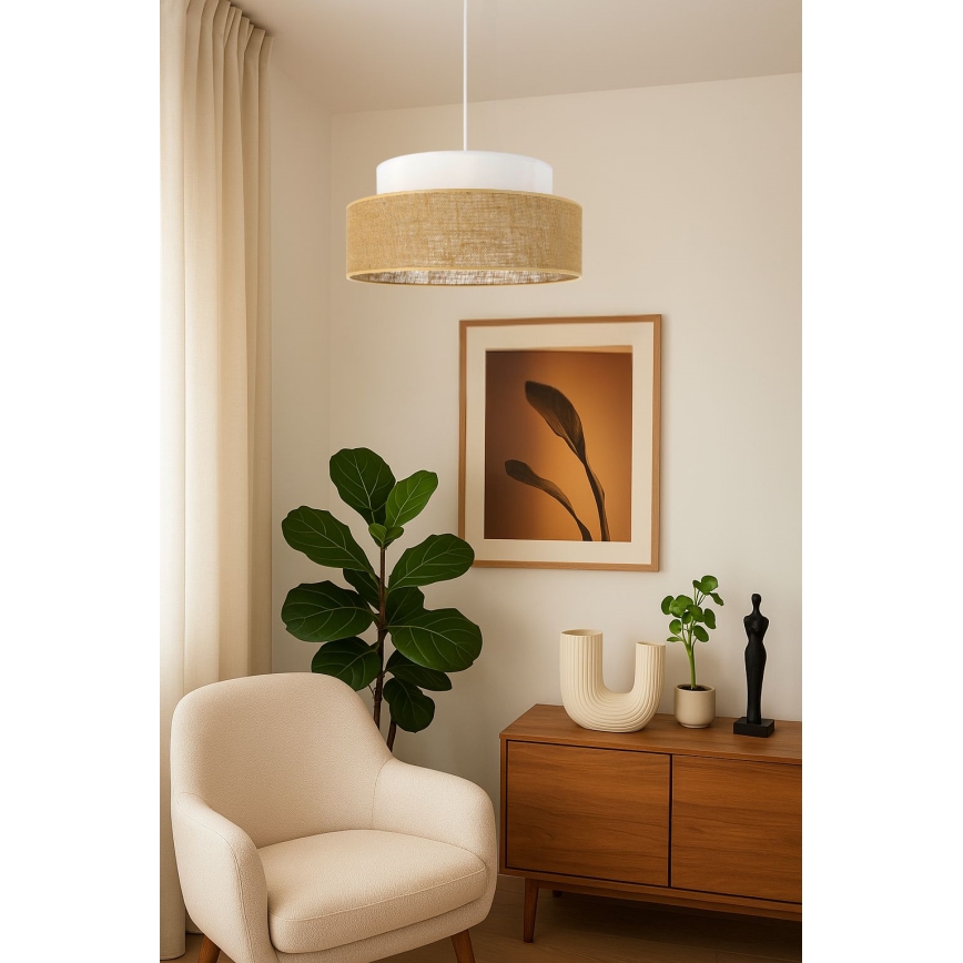 Suspension filaire BOHO 1xE27/60W/230V blanc/beige