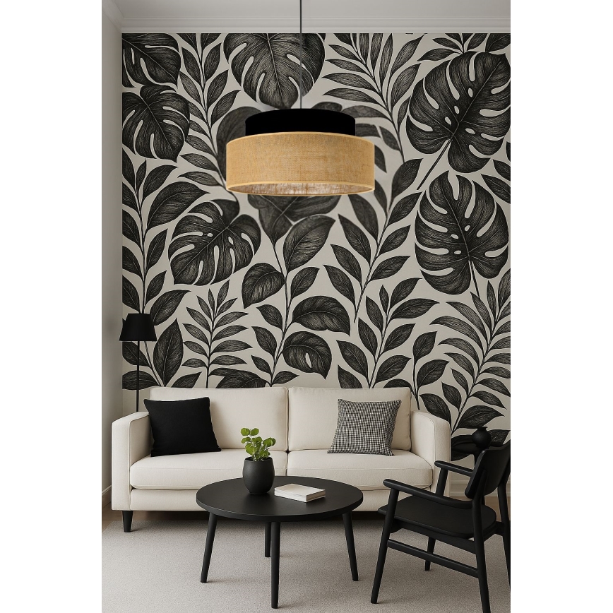 Suspension filaire BOHO 1xE27/60W/230V noir/beige