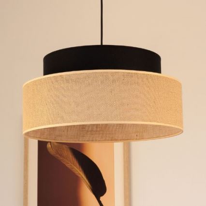 Suspension filaire BOHO 1xE27/60W/230V noir/beige