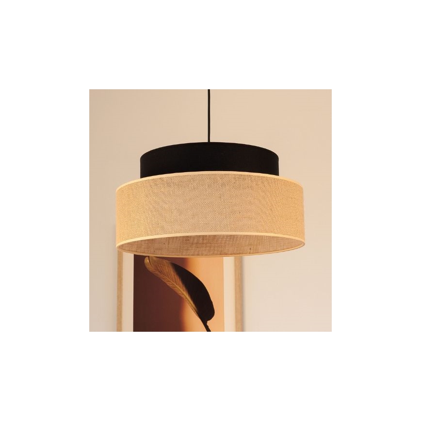 Suspension filaire BOHO 1xE27/60W/230V noir/beige