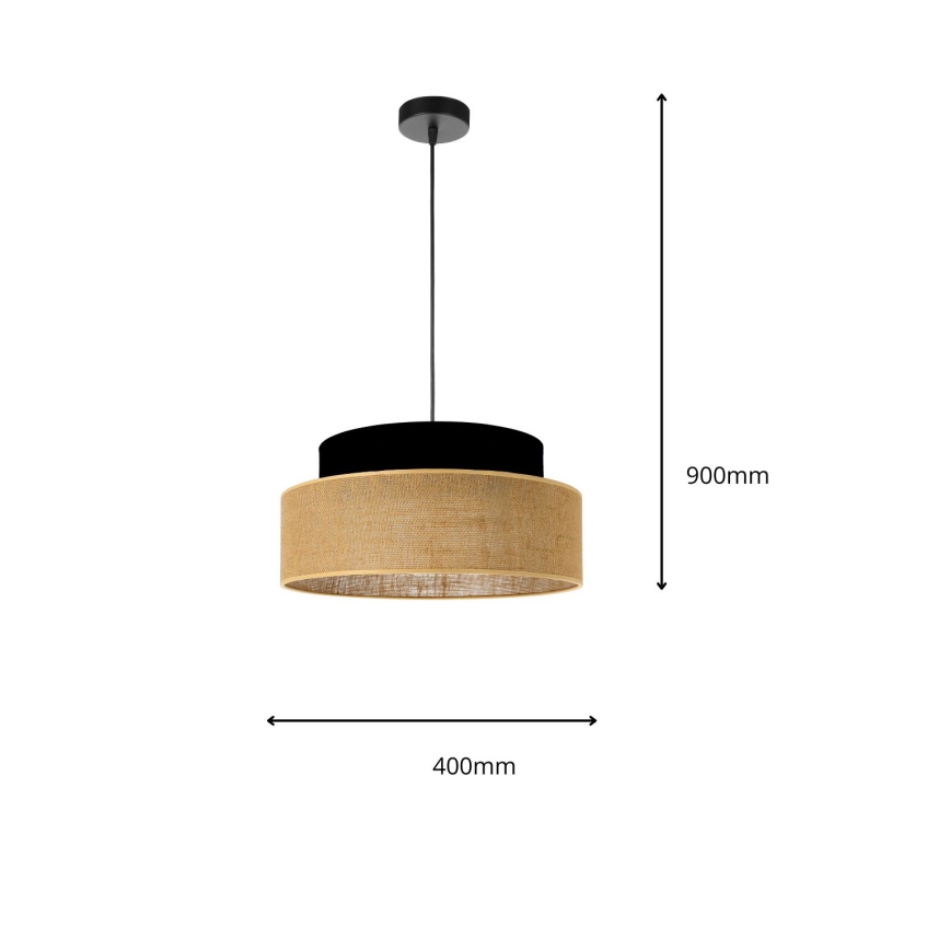 Suspension filaire BOHO 1xE27/60W/230V noir/beige