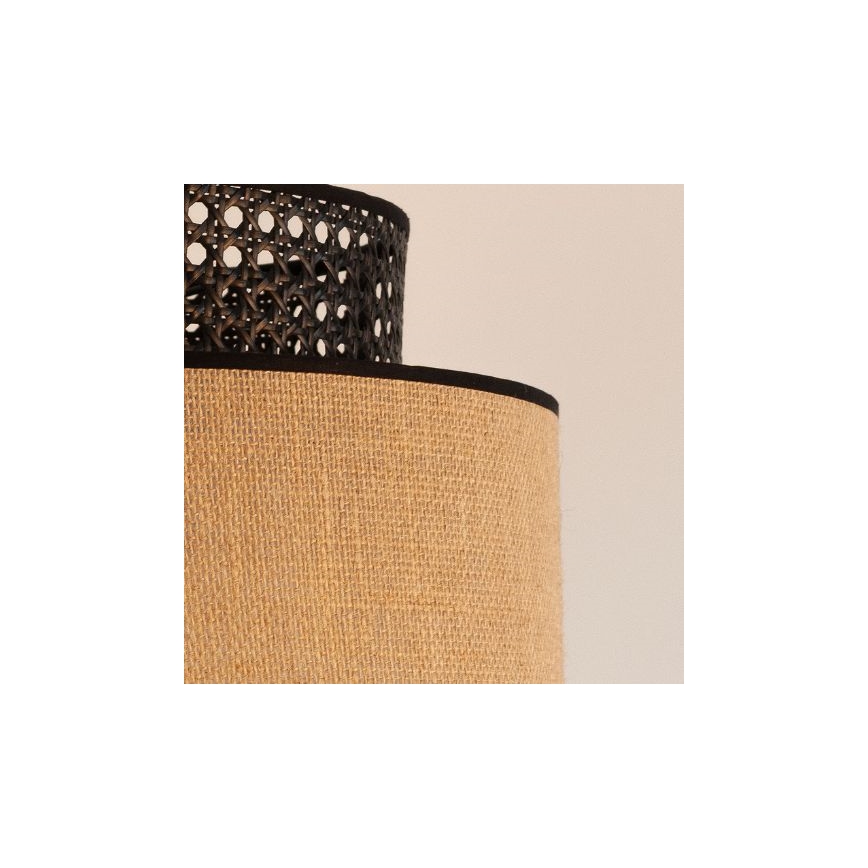 Suspension filaire BOHO 1xE27/60W/230V noir/rotin