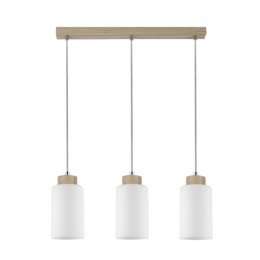 Suspension filaire BOSCO 3xE27/60W/230V Bouleau