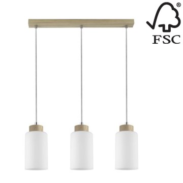 Suspension filaire BOSCO 3xE27/60W/230V chêne - certifié FSC