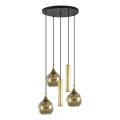 Suspension filaire CALYPSO 2xGU10/60W/230V + 3xE27/60W noir/doré
