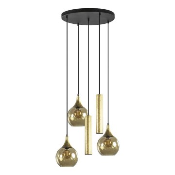 Suspension filaire CALYPSO 2xGU10/60W/230V + 3xE27/60W noir/doré