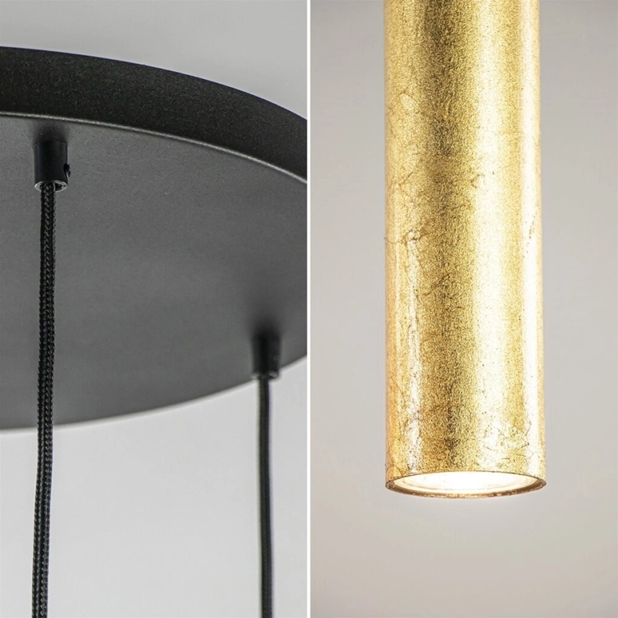 Suspension filaire CALYPSO 2xGU10/60W/230V + 3xE27/60W noir/doré