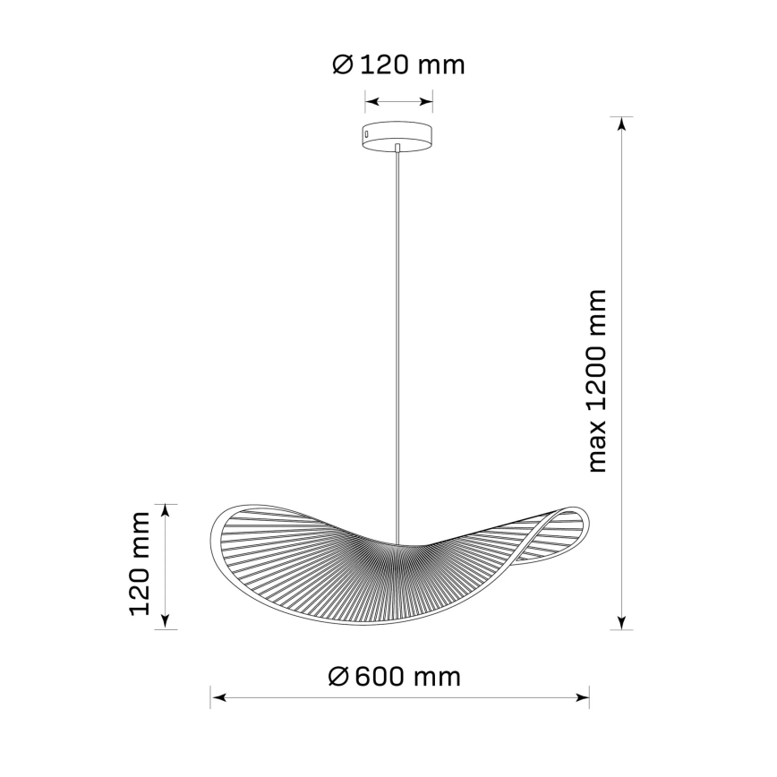 Suspension filaire CAPRI 1xE27/20W/230V d. 60 cm bambou