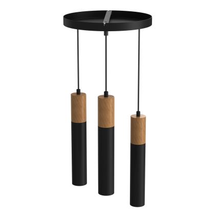 Suspension filaire CASSA 3xGU10/60W/230V noir rond