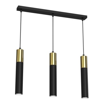 Suspension filaire CASSA 3xGU10/8W/230V noir/doré