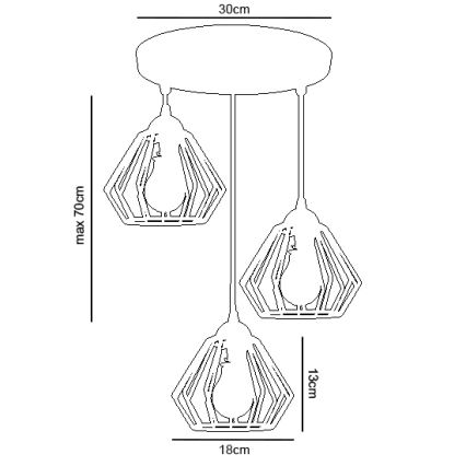 Suspension filaire CEED 3xE27/60W/230V blanc