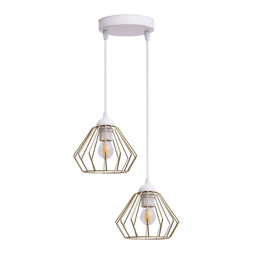 Suspension filaire CEED GOLD 2xE27/60W/230V d. 28 cm blanc/doré