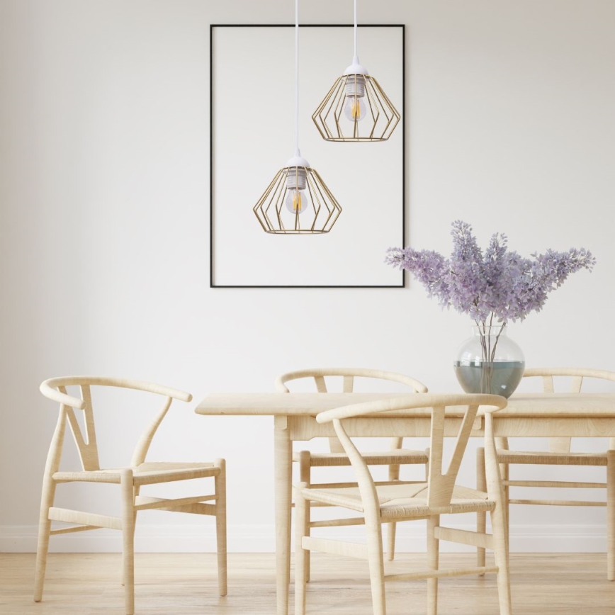 Suspension filaire CEED GOLD 2xE27/60W/230V d. 28 cm blanc/doré
