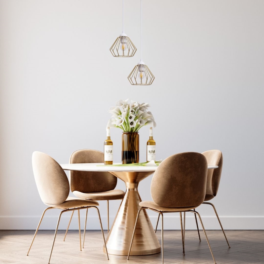 Suspension filaire CEED GOLD 2xE27/60W/230V d. 28 cm blanc/doré