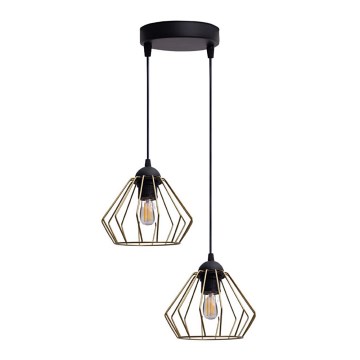 Suspension filaire CEED GOLD 2xE27/60W/230V d. 28 cm noir/doré