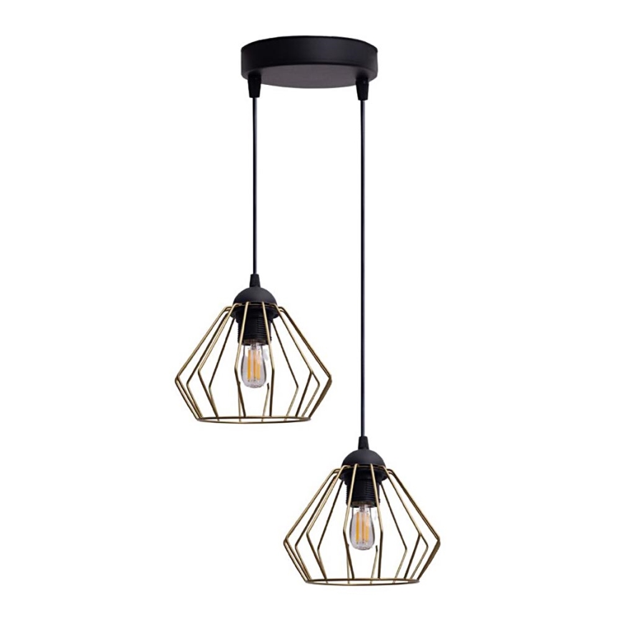 Suspension filaire CEED GOLD 2xE27/60W/230V d. 28 cm noir/doré