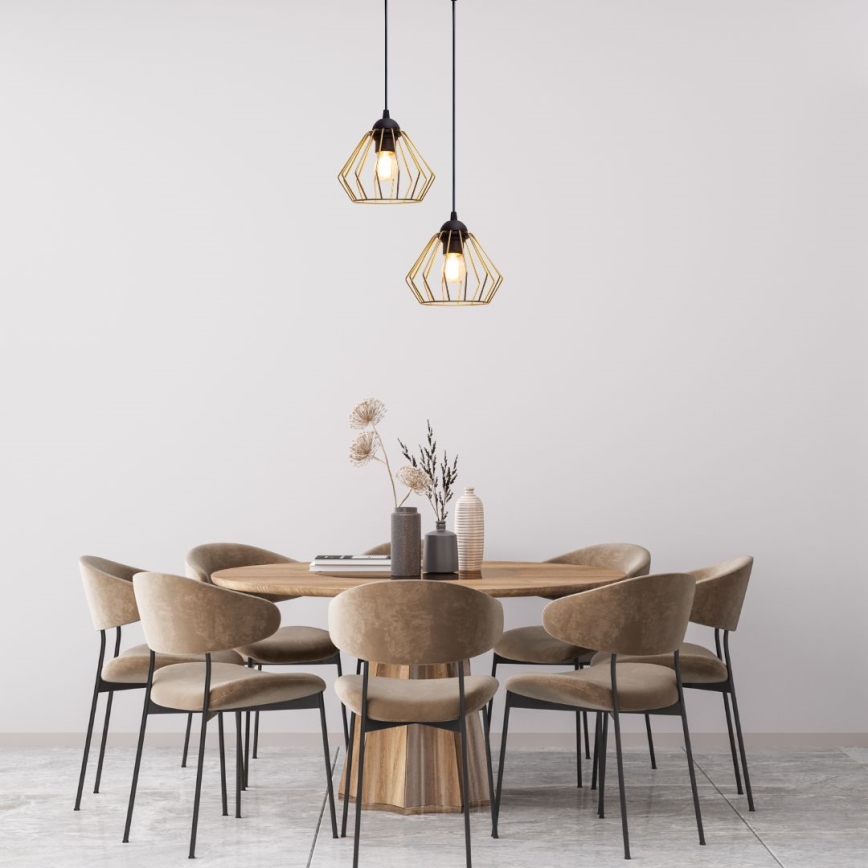 Suspension filaire CEED GOLD 2xE27/60W/230V d. 28 cm noir/doré