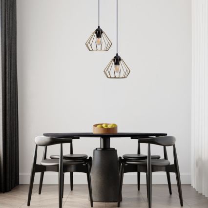 Suspension filaire CEED GOLD 2xE27/60W/230V d. 28 cm noir/doré