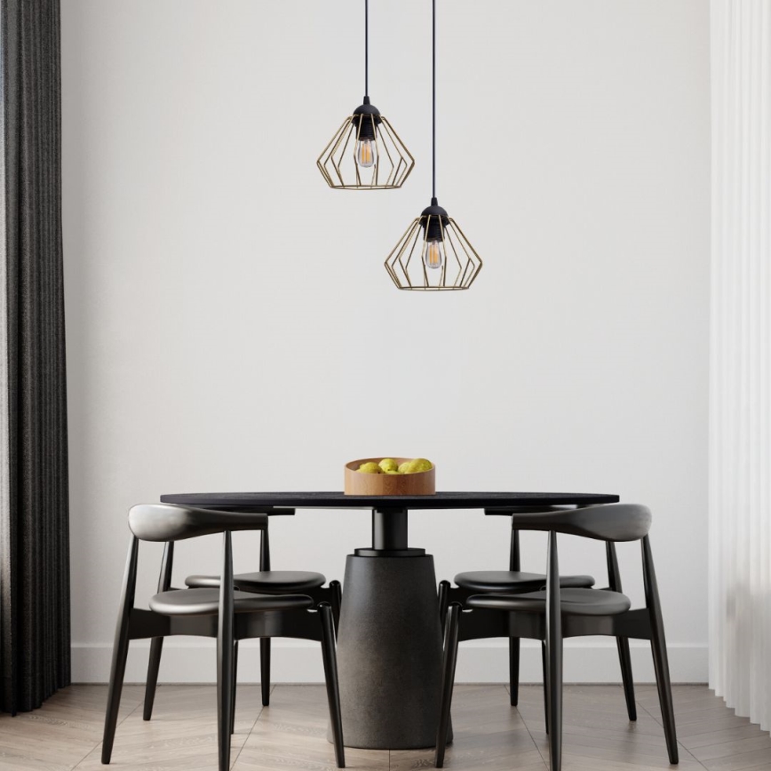 Suspension filaire CEED GOLD 2xE27/60W/230V d. 28 cm noir/doré