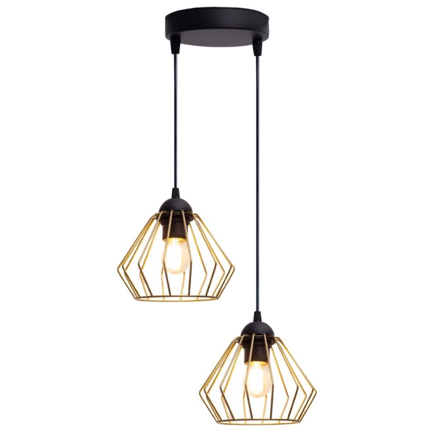 Suspension filaire CEED GOLD 2xE27/60W/230V d. 28 cm noir/doré