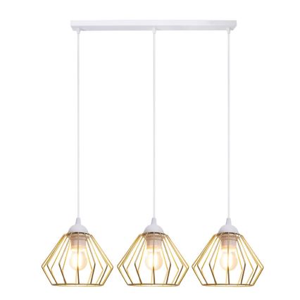 Suspension filaire CEED GOLD 3xE27/60W/230V blanc/doré