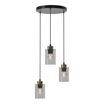 Suspension filaire CHIC 3xE27/60W/230V noir/gris