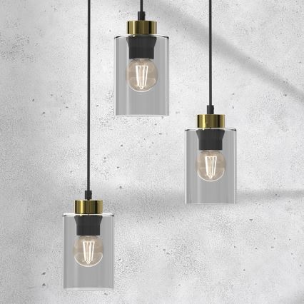 Suspension filaire CHIC 3xE27/60W/230V noir/gris