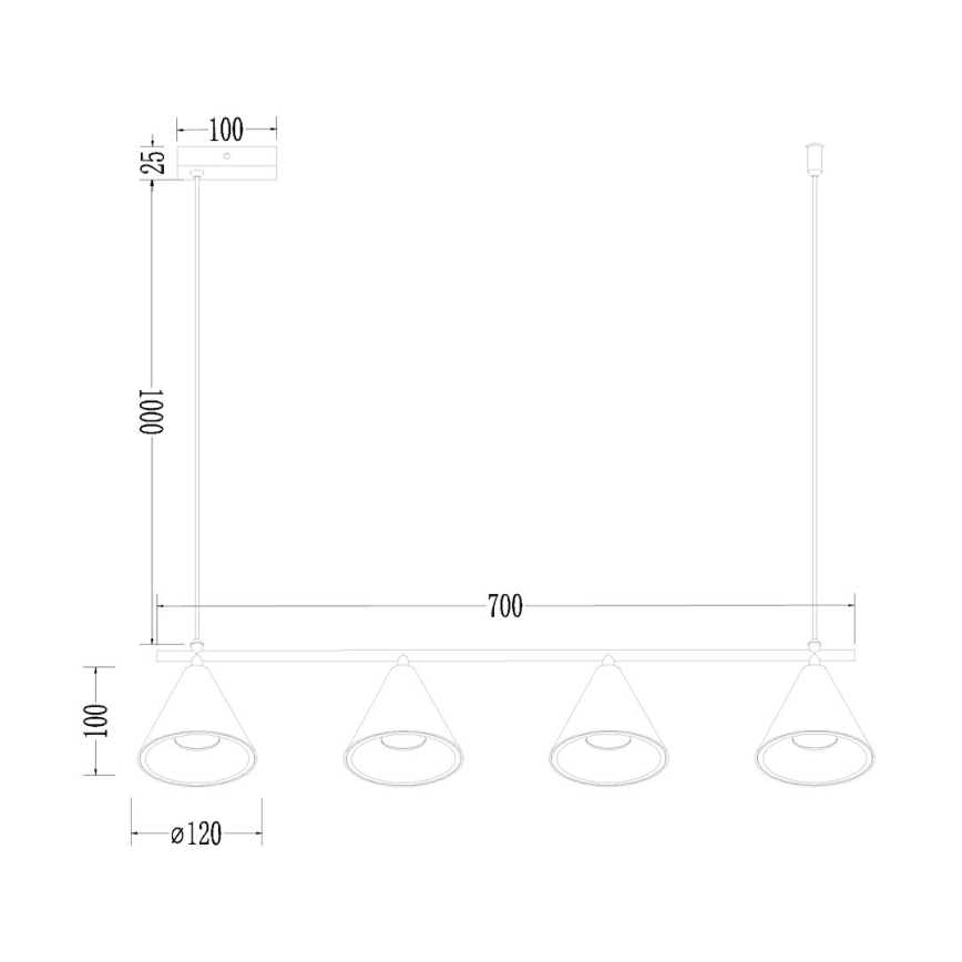 Suspension filaire CONE 4xGU10/10W/230V doré/noir