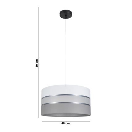 Suspension filaire CORAL 1xE27/60W/230V d. 40 cm blanc/gris