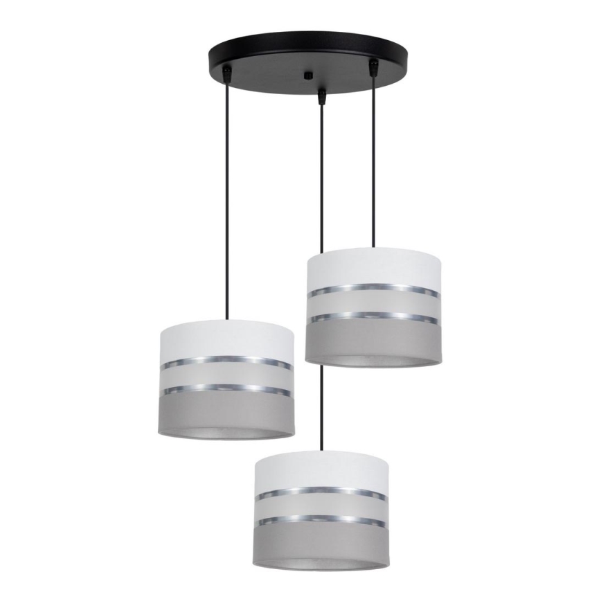 Suspension filaire CORAL 3xE27/60W/230V blanc/gris