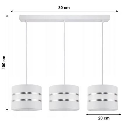 Suspension filaire CORAL 3xE27/60W/230V blanche