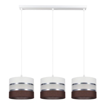 Suspension filaire CORAL 3xE27/60W/230V blanche/marron