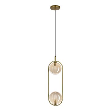 Suspension filaire CORDEL 2xG9/28W/230V laiton/fumé beige