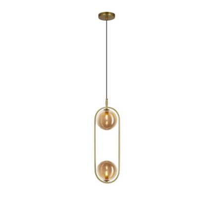 Suspension filaire CORDEL 2xG9/28W/230V laiton/fumé beige
