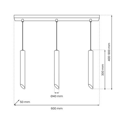 Suspension filaire CORTE 3xGU10/8W/230V noir