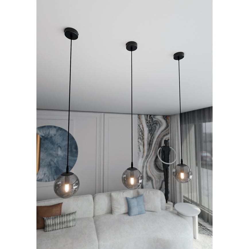 Suspension filaire COSMO 1xE14/10W/230V d. 14 cm noir/gris
