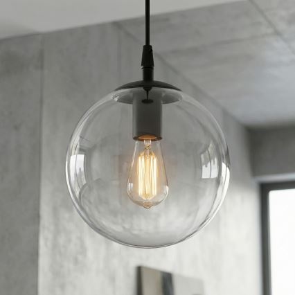 Suspension filaire COSMO 1xE14/10W/230V d. 14 cm noir/transparent