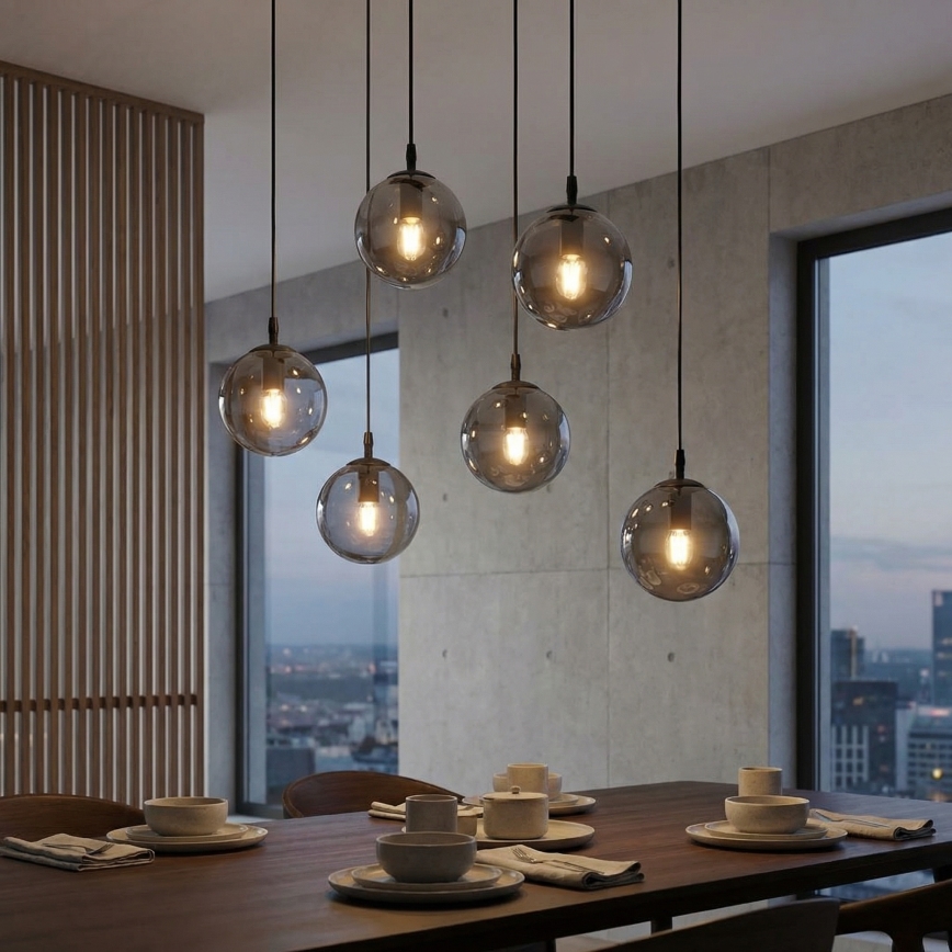 Suspension filaire COSMO 6xE14/10W/230V noir/gris