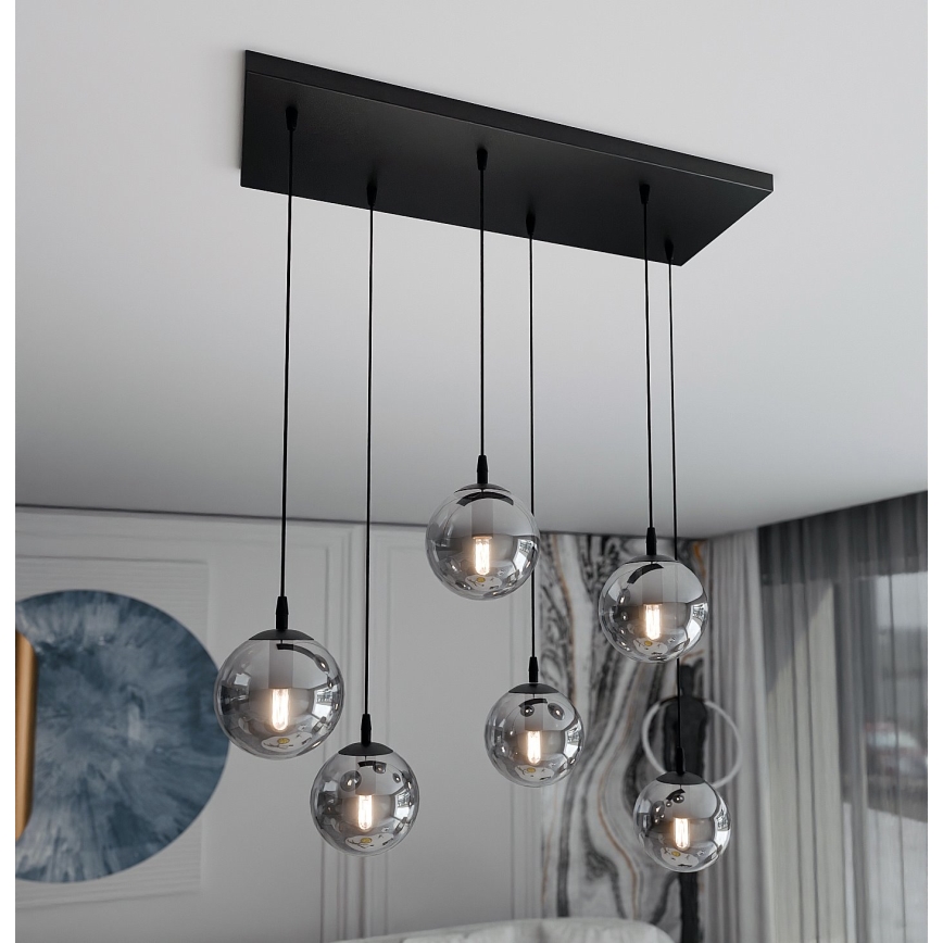 Suspension filaire COSMO 6xE14/10W/230V noir/gris