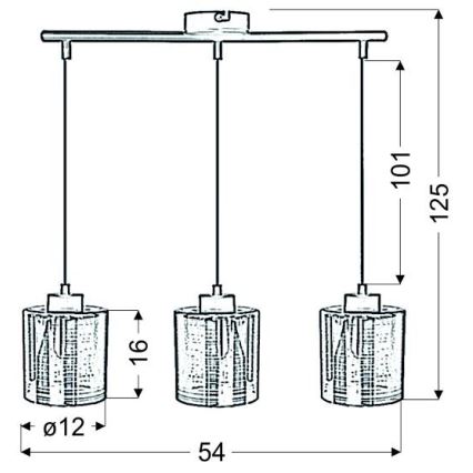 Suspension filaire COX 3xE27/60W/230V doré