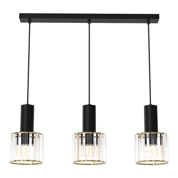 Suspension filaire CRISTAL 3xE27/60W/230V noir