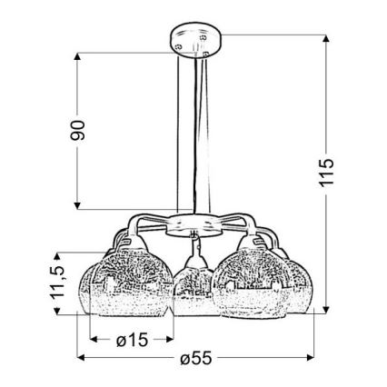 Suspension filaire CROMINA 5xE27/60W/230V